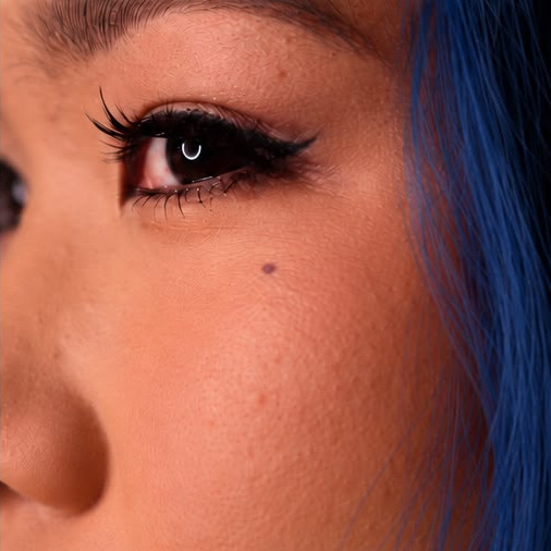 A sharp winged liner on a dark eye